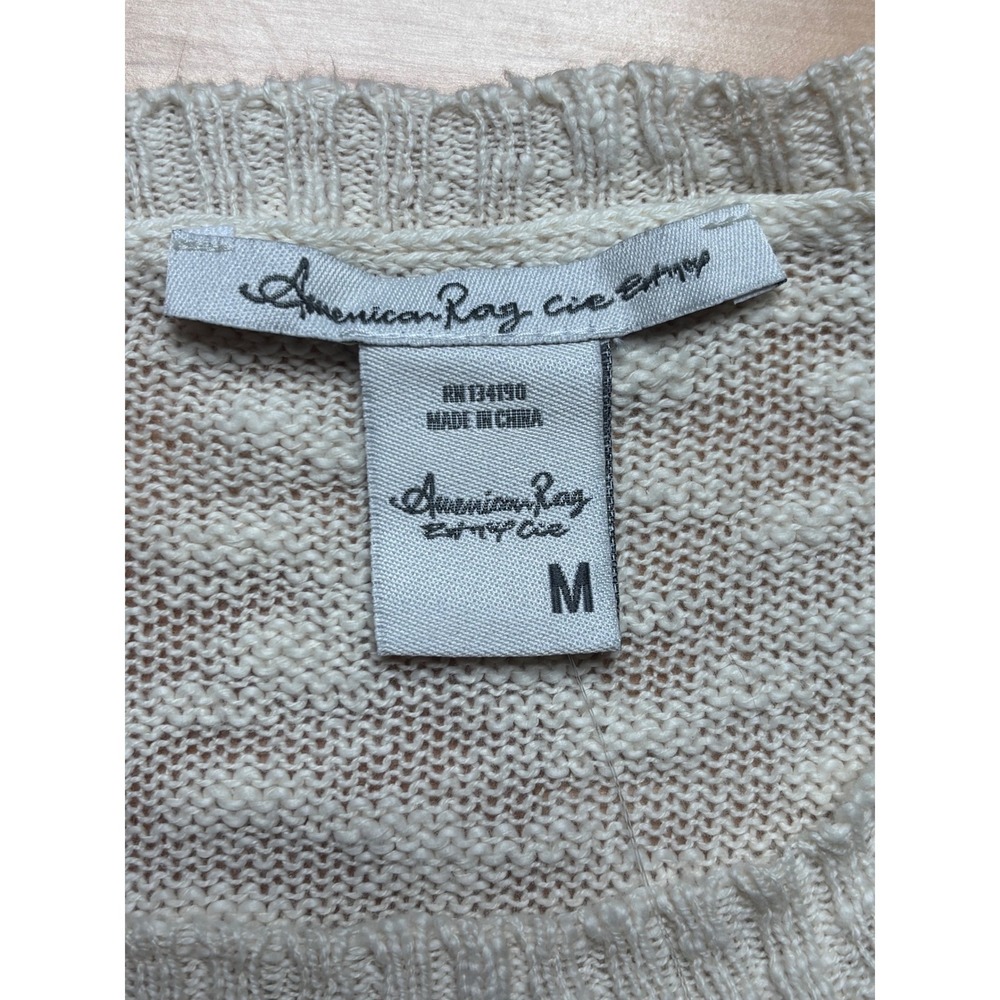 American Rag Sweater Owl Graphic Women M Cream Cotton Knit NEW - Picture 3 of 9